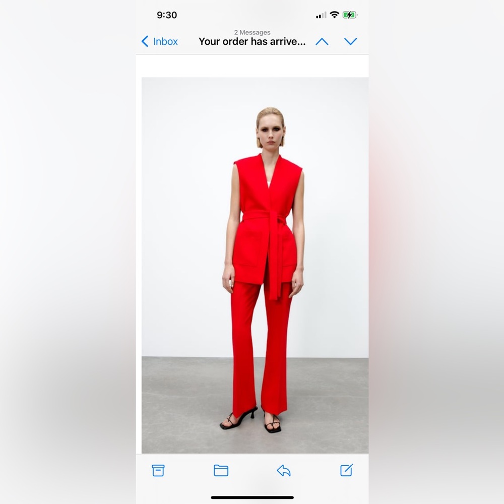 NEW ZARA Belted Vest, Red, M